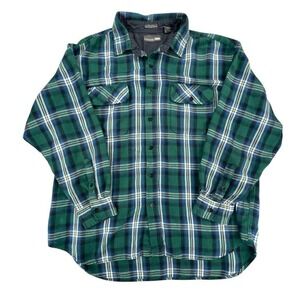 Crescent Bay Green Plaid‎ Acrylic Flannel Shirt Mens 1X Button Up Lined